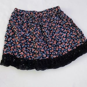 Pink, blue, and black flower skirt